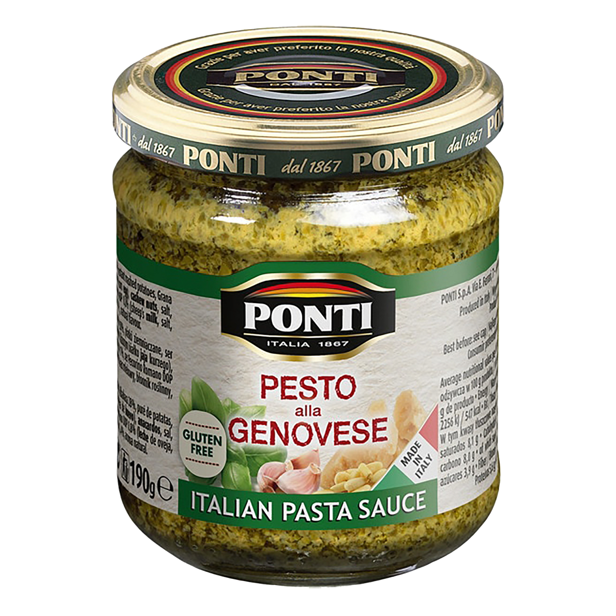 Salsa Pesto Genovese Ponti 190 gramos